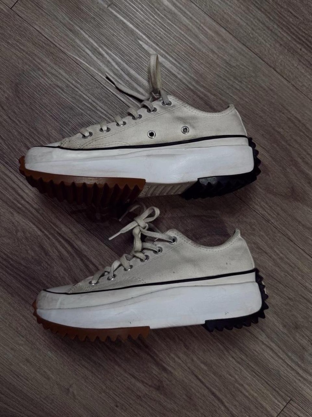Converse Platform Canvas Sneakers in Off-White with Brown and Black Soles